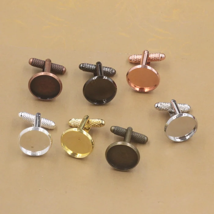 

20pcs Fit 12MM 14MM 16MM 18MM 20MM Round Pad french style cufflinks setting blank gold cuff link base cufflink bezel tray diy