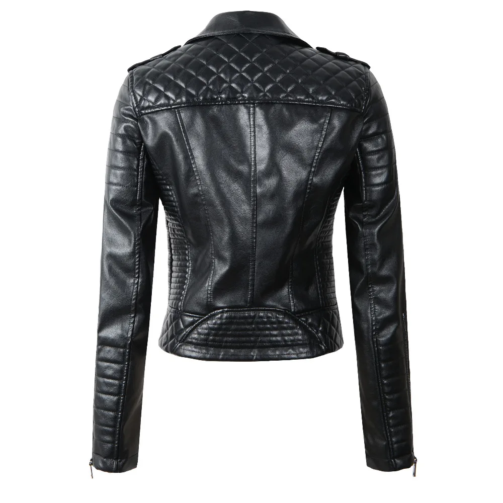 Новинка, модные женские мягкие куртки и пальто из искусственной кожи, женские мотоциклетные куртки на молнии, Байкерская черная уличная верхняя одежда