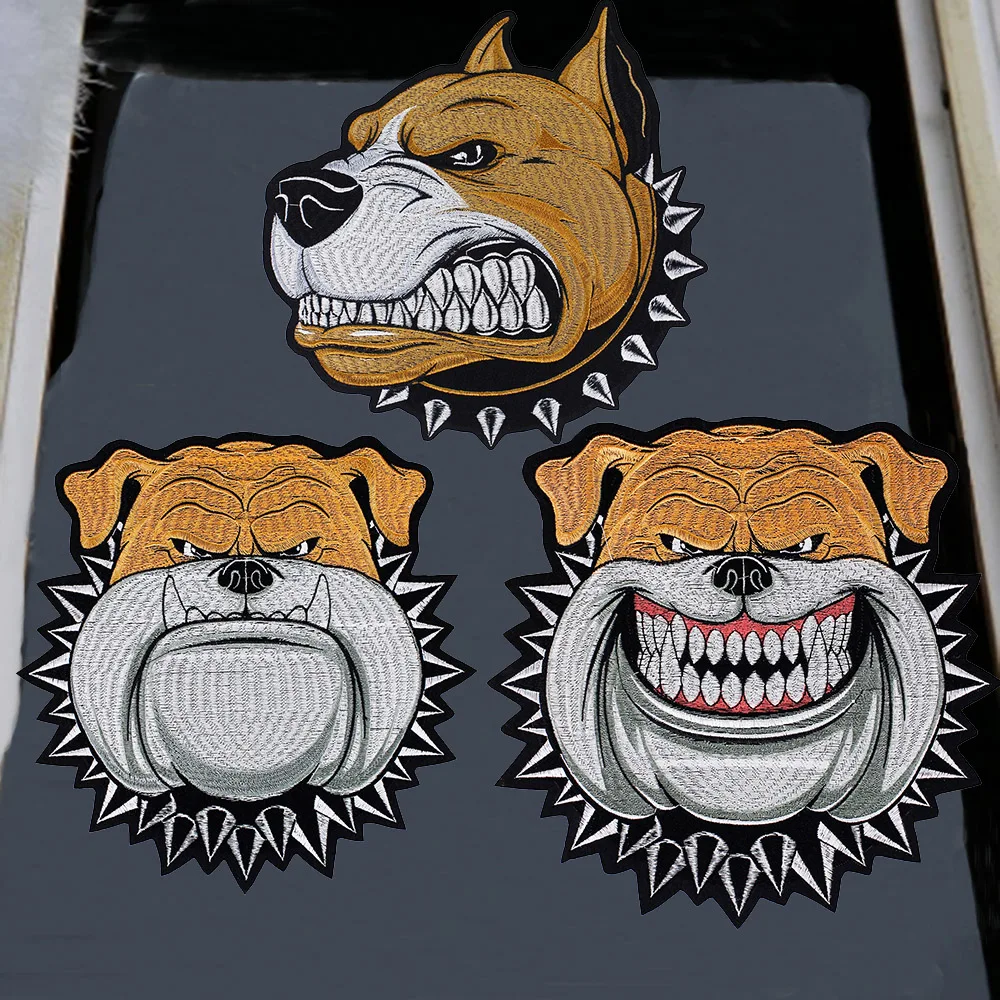

1pc Cool Bull Dog Patches Iron on Sewing Fabric Sticker for Clothes Jacket Badge Embroidered Appliques DIY Craft P135