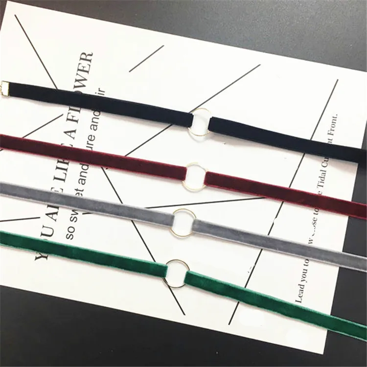 

2017 Simple Black Choker Necklace Women Gold Circle Velvet Chocker Chokers Necklaces collares Collier Femme kolye