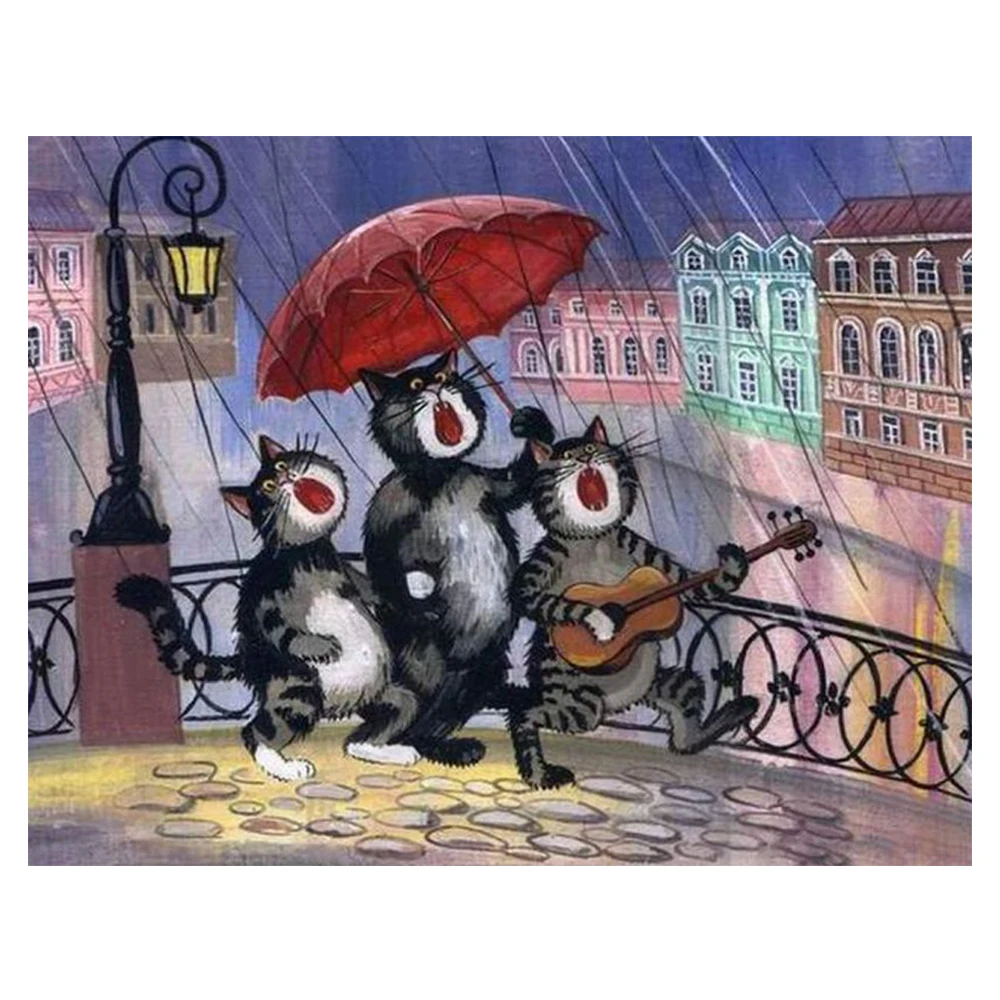 

Diamond Embroidery Cross Stitch Kits Diy Diamond Painting 3 Cat 40*30cm 3d Square Diamond Mosaic Pasted Fashion 5d Icon