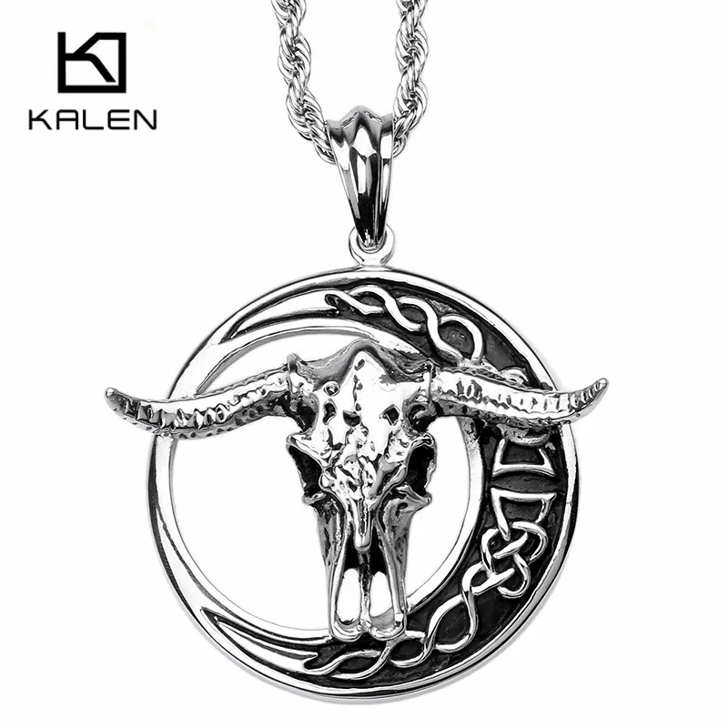 Kalen Unique Fashion Stainless Steel Sheep Goat Pendant Necklace Long