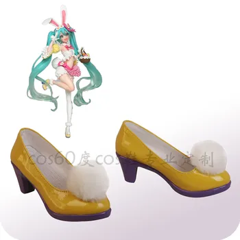 

Anime cosplay Vocaloid Hatsune Miku 2nd Spring shoe Women High Heels Cosplay Shoes Cute single shoe spring wear A