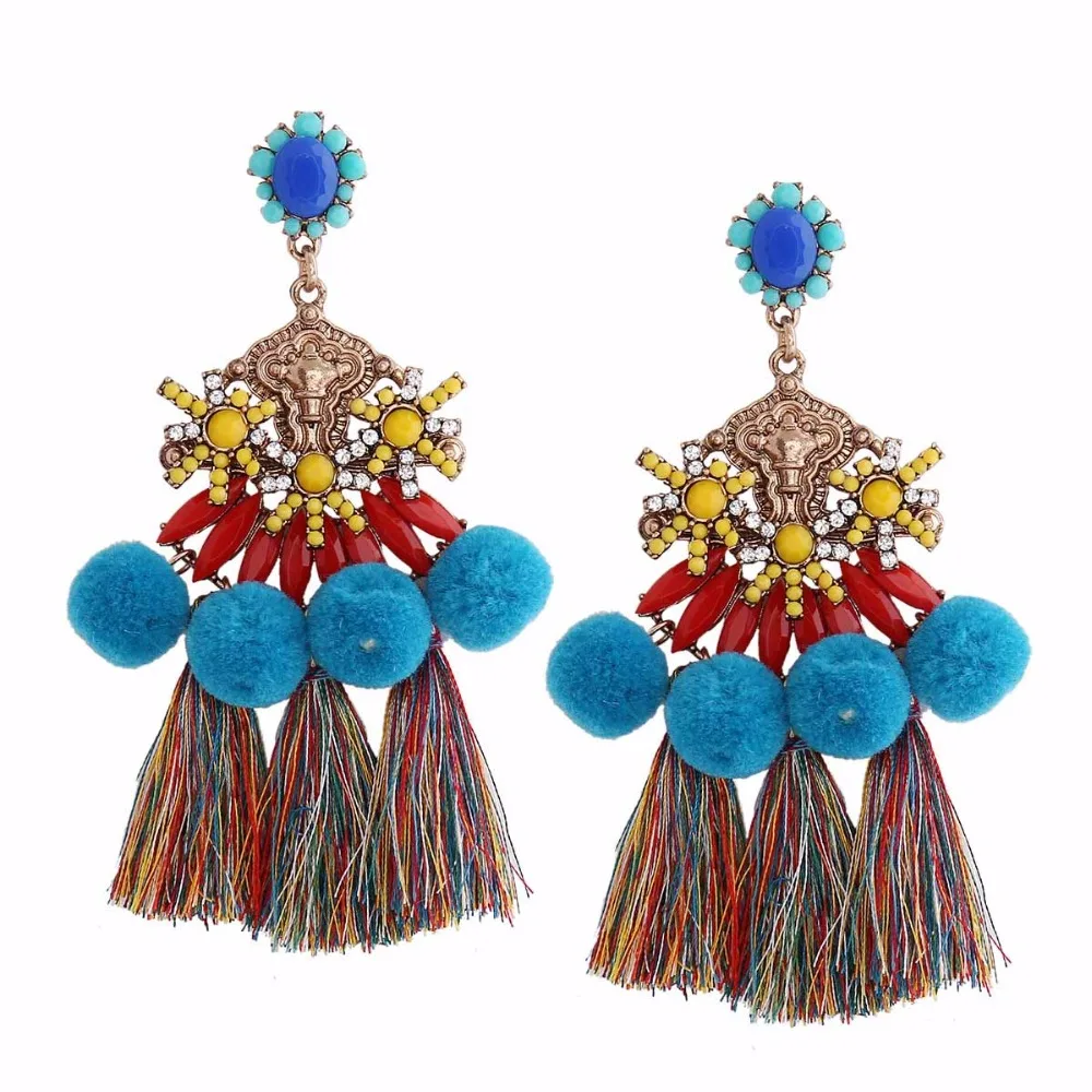 Винтажные висячие серьги с окантовкой Мода бренд Boho Макси Роскошные серьги с ниспадающими кисточками для женщин ювелирные изделия