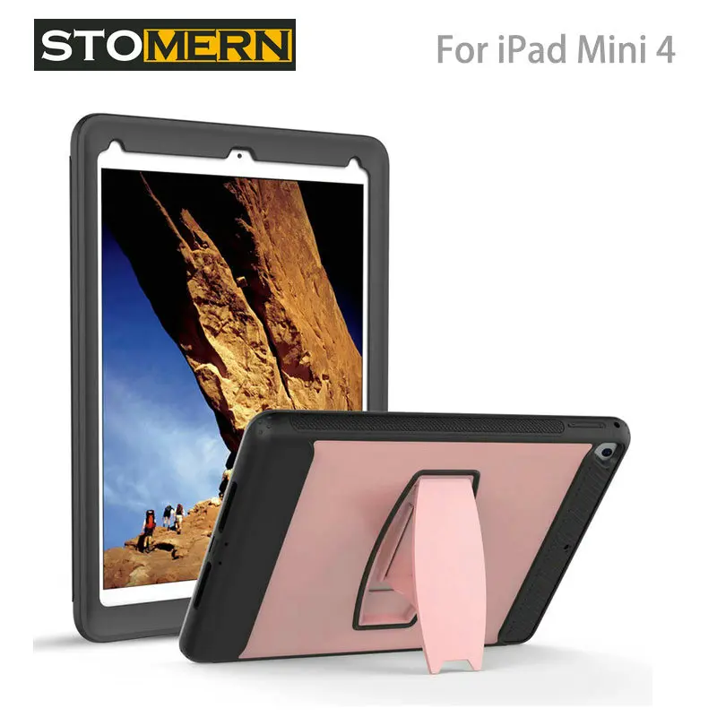 

Robot Armor Case For Apple iPad Mini 4 With Kickstand Heavy Duty Rugged Hybrid Armor Stand Cover Built in Screen Protector