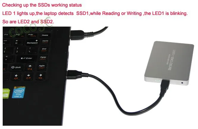 USB 3.1 Type-C to 2 mSATA SSD enclosure USB-C to mini SATA SSD RAID 1 0 adapter 10