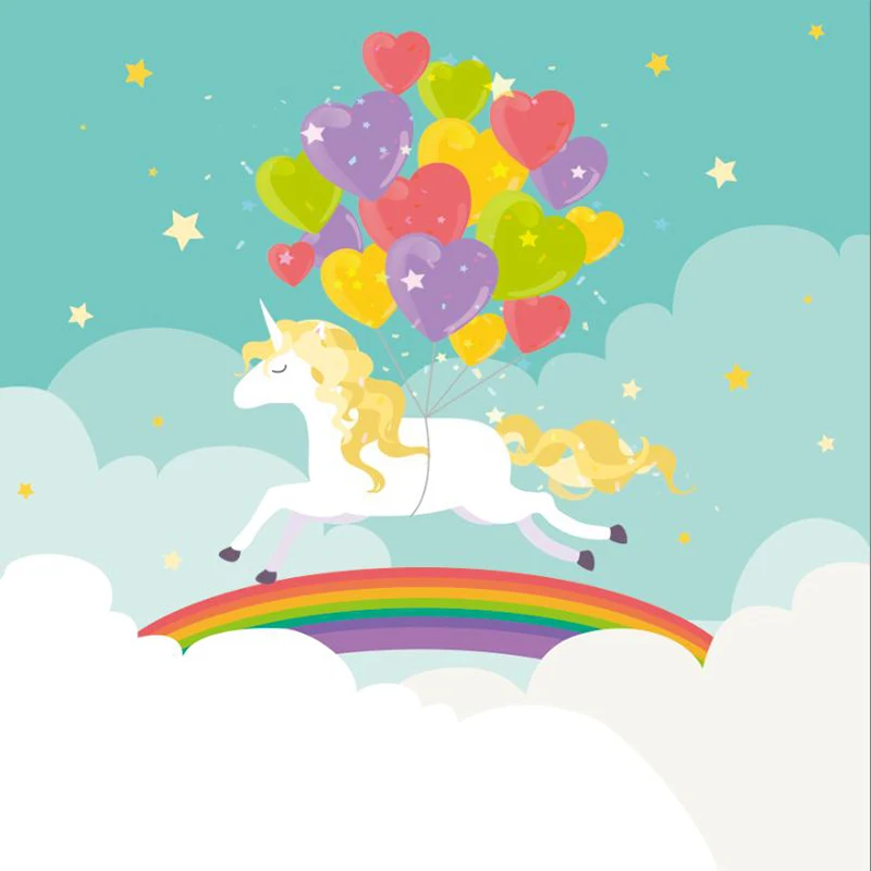 Laeacco Happy Birthday Unicorn Balloons Rainbow Scene Photography Backgrounds Customized Photographic Backdrops For Photo Studio Laeacco Happy Birthday Unicorn Balloons Rainbow Scene Photography Backgrounds Customized Photographic Backdrops For Photo Studio