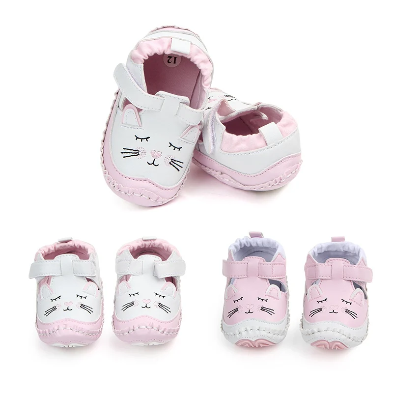 Весенне-осенняя повседневная обувь для маленьких девочек; милые Нескользящие кроссовки на мягкой подошве с рисунком кота из мультфильма