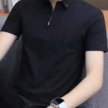 Liseaven мужские футболки с отложным воротником, приталенные хлопковые футболки, одноцветные короткие футболки, мужская повседневная рубашка Homme