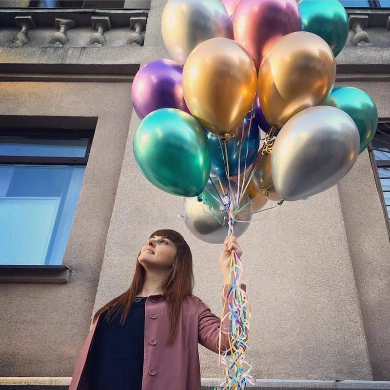

5Pcs 5.6g Chrome Latex Balloons Metallic Inflatable Air Balloons Globos for Wedding Birthday Party Decoration kids favor toy