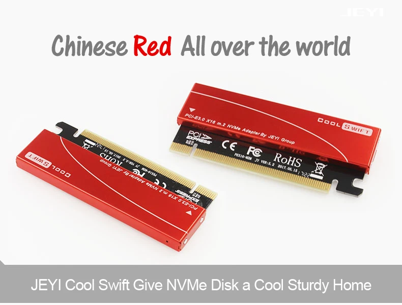 JEYI Cool Swift NVME M.2 X16 PCI-E Riser Card 2280 теплопроводность кремниевые пластины охлаждения пыленепроницаемый алюминиевый лист золотой стержень