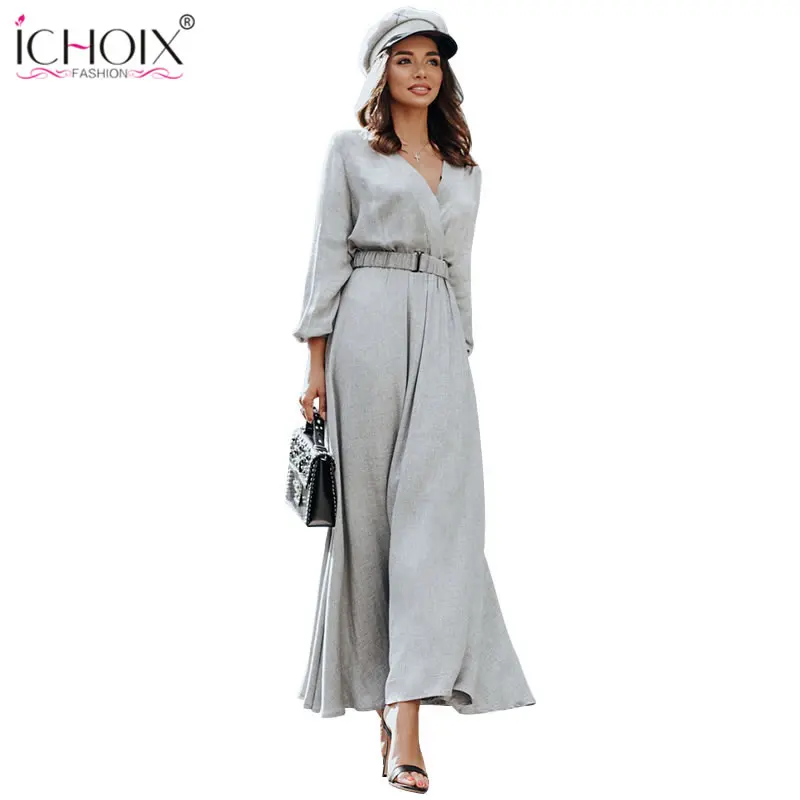 2018 Autumn Casual Long Dresses Women Y V Neck Maxi Female Office Product