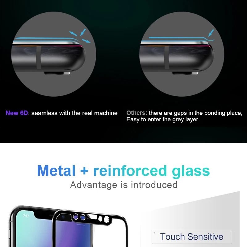 9H 10D закаленное стекло из алюминиевого сплава с закругленными краями для iPhone X XS MAX XR 11 Pro Max iPhoneX Защитная пленка для экрана с полным покрытием