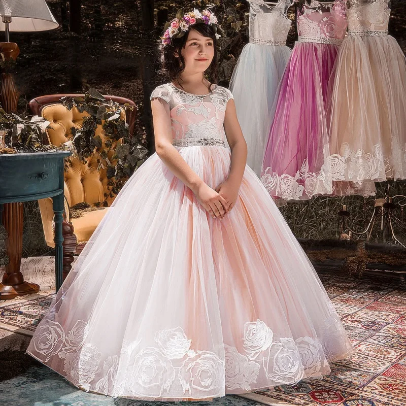

Girl clothes Elegant Party Dress For Girls First feast dress Wedding Girl Dress diamond Bridesmaids Formal Gown For Girls
