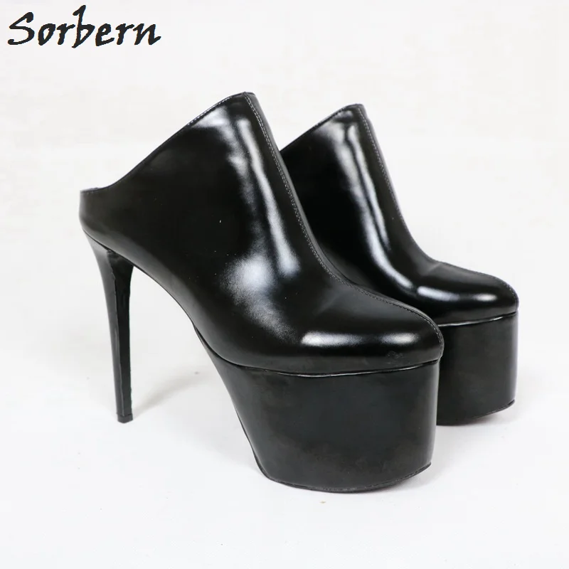 Sorbern/пикантные туфли без задника на высоком каблуке; женские туфли-лодочки на платформе с острым носком; слипоны; женская обувь; Размер 13; на заказ; Каблук 16 см; Дизайнерская обувь