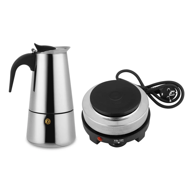 1pc Espresso Moka Coffee Maker Pot Percolator Stainless Steel 1pc Espresso Moka Coffee Maker Pot Percolator Stainless Steel Kettle Electric Stove 6 Cup