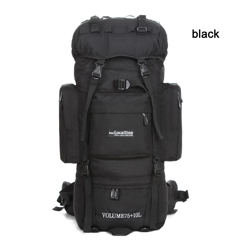 80 л металлический u-образный кронштейн, рюкзак, уличная сумка, военная сумка, тактическая сумка, походная, для кемпинга, водонепроницаемая, износостойкая, нейлоновая сумка - Цвет: Black