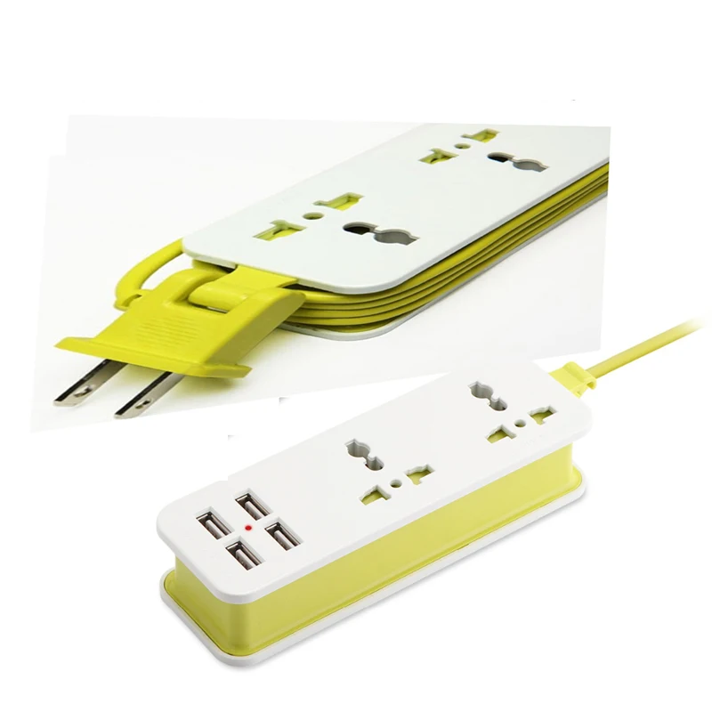 Pаспродажа США Plug расширение розетка Портативный путешествия Мощность полосы Стабилизатор напряжения с 4 USB 5 В 2A Выход) smart Зарядное устройство стены