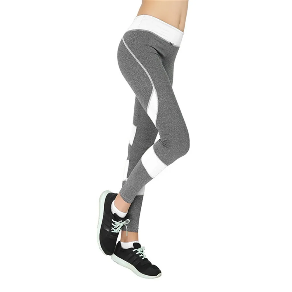 

High Waist Fitness Leggings Women Push Up Pants Gothic Jeggings Legins Slim Workout Leggings Leggins Gray stitching leg wrapping
