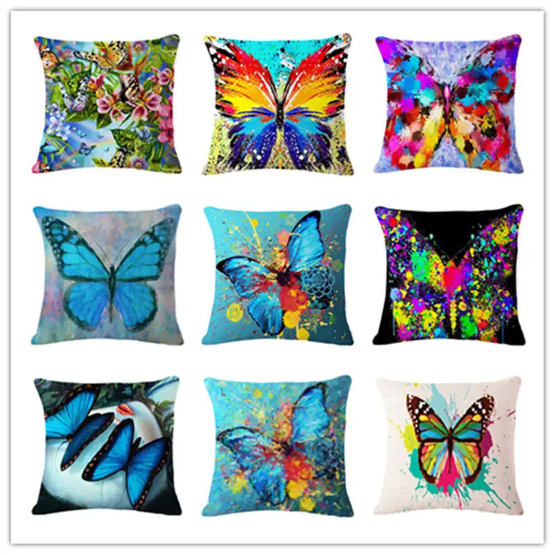 

beautiful colorful butterfly Cushion(No Filler) Polyester Family affection Sofa Car Seat family Home Decorative Throw Pillow