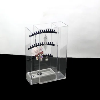 

Clear Jewelry Storage Box 3 Tiers Acrylic Earring Standing Rack Ring Organizer Showing Box Dust-proof Organizer Box Jewelry Rack