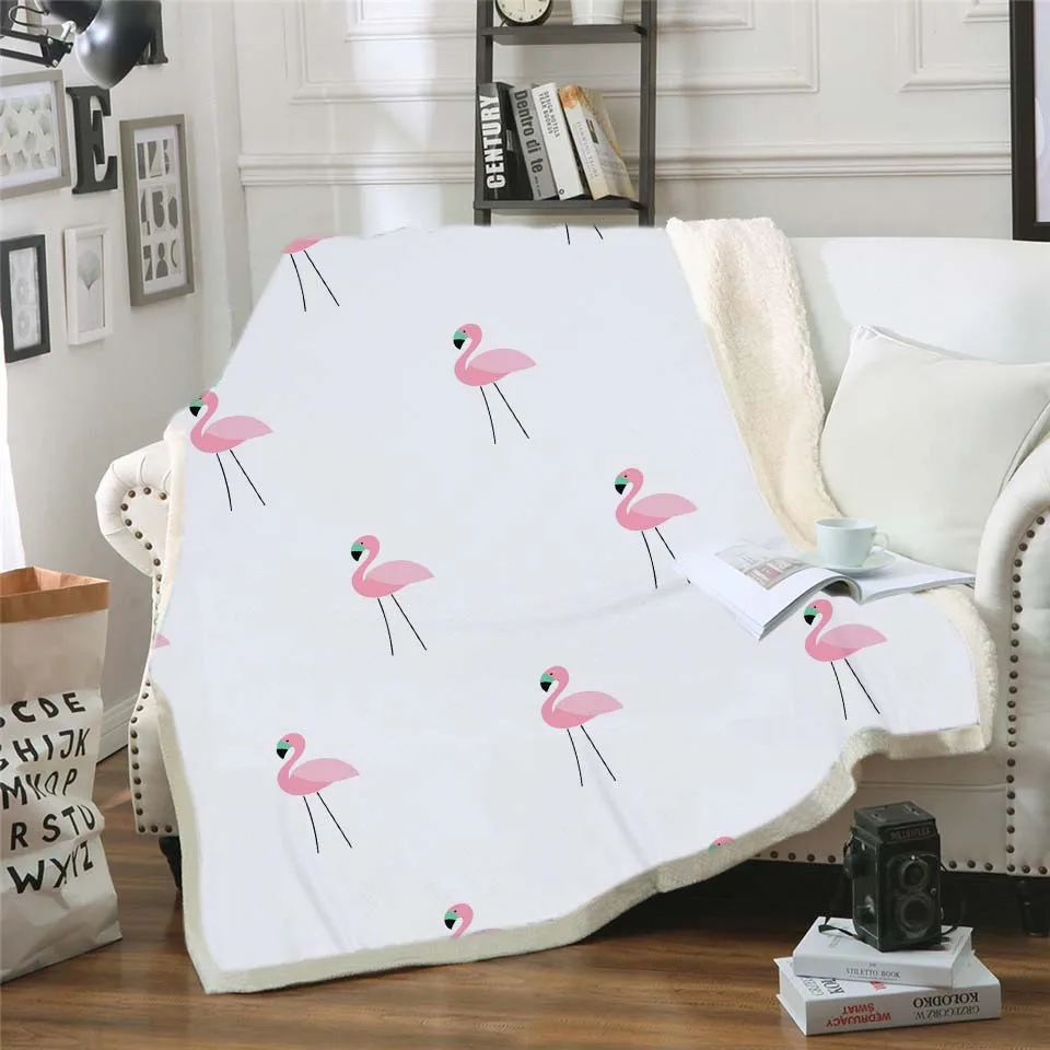 Фламинго бархат плюшевый плед тропические растения девушки постельные принадлежности одеяло на искусственном меху для дивана цветок