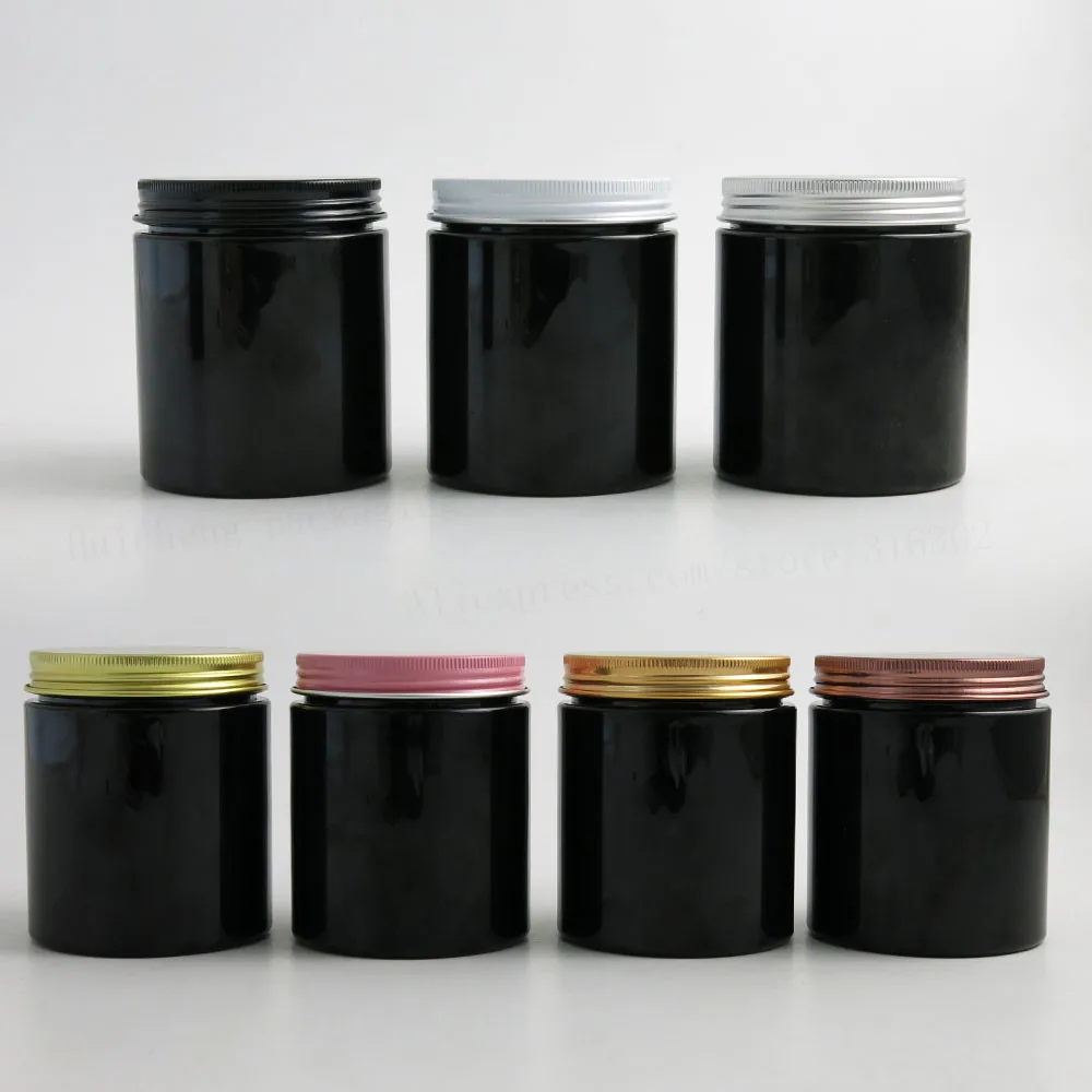 

20 x 250g Travel Empty Black Cream Cosmetic Jar 250cc 8.3oz PET Container Make Up Tools Aluminum Lid With PE Pad