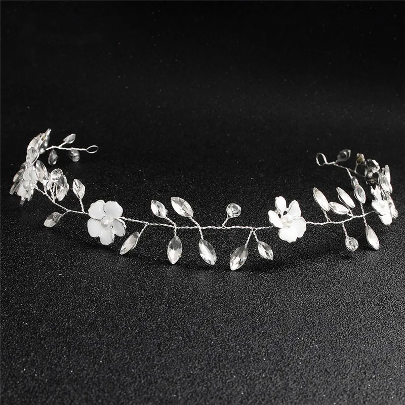 

Charming Silver Rhinestones Wedding Hair Headbands For Women Bride Hairband Flower Head Piece For Bride Accessories MY3340