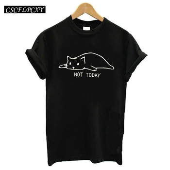 Funny Cat Graphic Tees Women Tshirt Not Today Print Kawaii T Shirt Women Top Femme Ulzzang Cartoon Hippie Camisetas Mujer