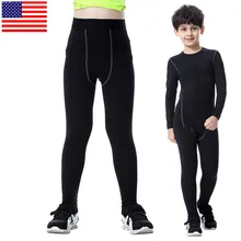 Быстросохнущие детские компрессионные штаны для мальчиков, длинные велосипедные черные брюки, облегающие штаны для активного отдыха