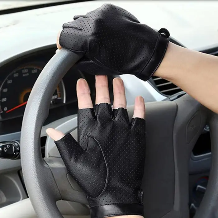 Новые спортивные перчатки на половину пальца Мужчины искусственная кожа Тяжелая атлетика зимние варежки без пальцев перчатки LMH66