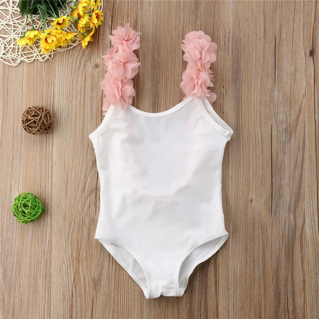 Летний купальный костюм Детский комбинезон для маленьких девочек, комплект одежды, одежда для купания купальный костюм Одежда для купания пляжная одежда для купания - Цвет: Белый