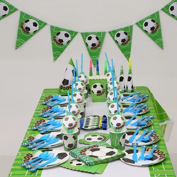 

Besegad 82pcs Soccer Party Supplies Disposable Tableware Tablecloth Kit for Sports Themed Birthday Holiday Parties Decorations