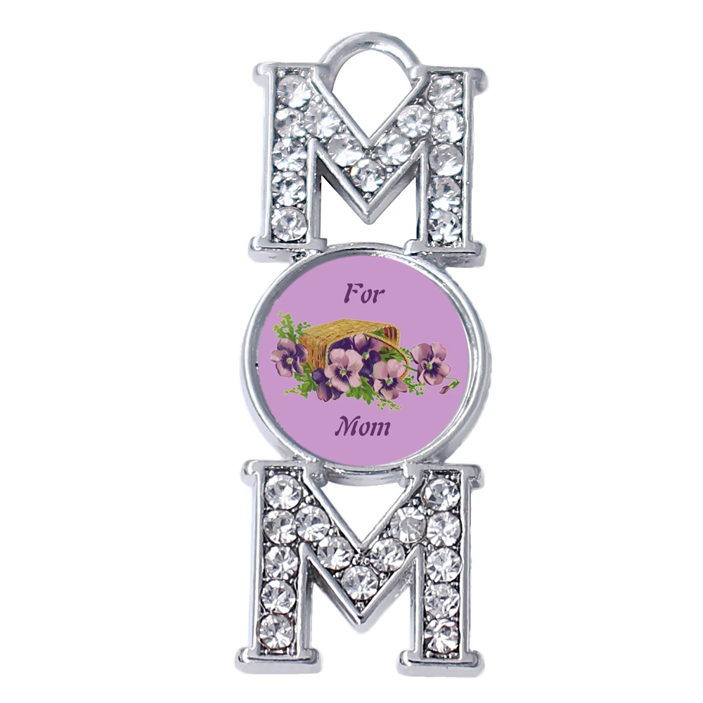 Buy Silver Plating Metal Alloy Flower Sticker Crystal Charm For Mom Mothers Day