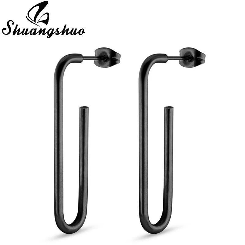 

Shuangshuo Punk Paper Clip Stud Earrings Stainless Steel Jewelry Pin Earrings for Women Geometric Earrings Big Circle Studs