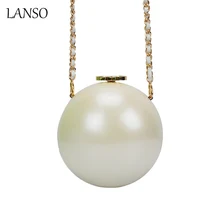 Lanso Neue Ankunft Große Perle Tasche Acryl Abendgesellschaft Taschen Mini Schulter Kette Handtasche Damen Prominente Rund Bankett Kupplung