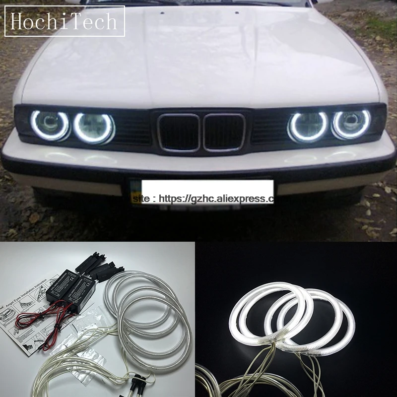 HochiTech для BMW E30 E32 E34 1984-1990 ультра яркий дневной светильник DRL CCFL ангельские глазки демон глаза комплект Теплый Белый Halo Кольцо 120 мм* 4