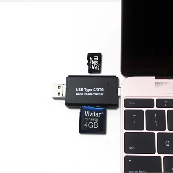 Тип-C + Usb2.0 + Micro Usb 3-в-1 Интерфейс Otg картридер