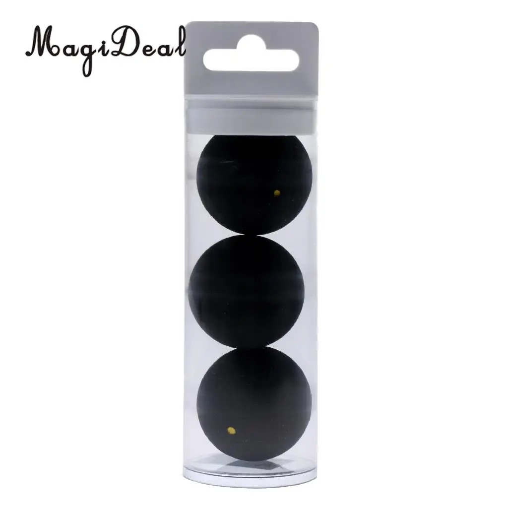 

MagiDeal Pack of 3 Single Yellow Dot Trainning Squash Balls for Practice Training