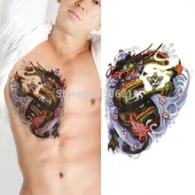 10 шт. большие воды дракон дизайн временные водостойкие наклейки для татуировки тело рисунок на руку тату 3d художественные рисунки