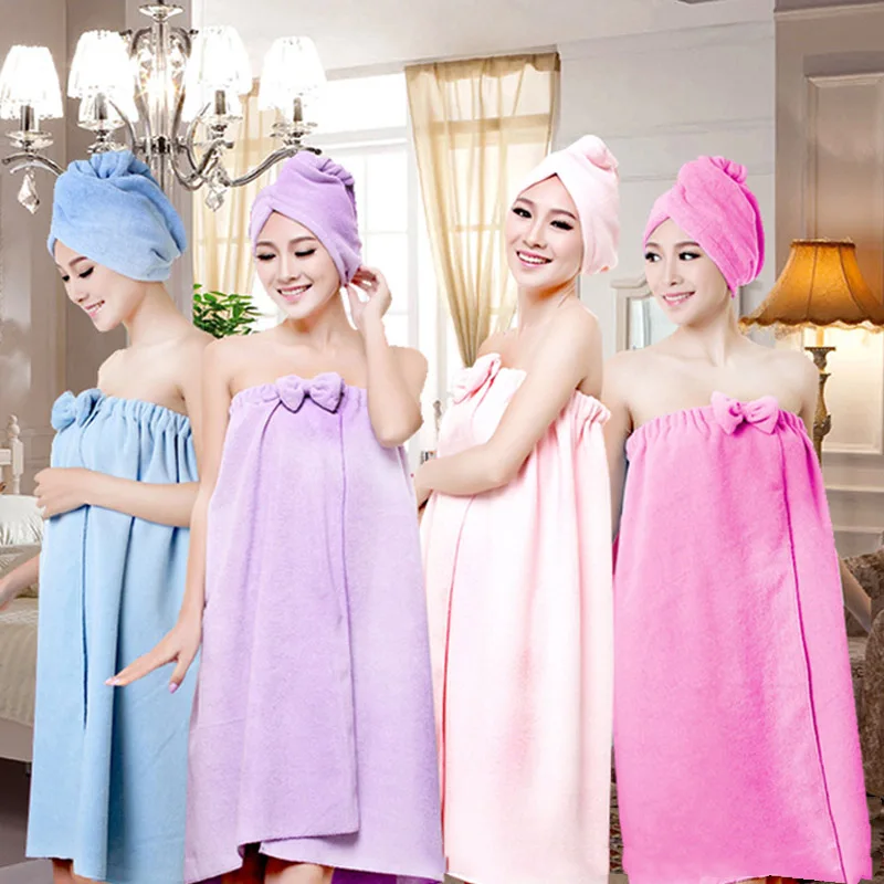 Solid Cute Soft Bath Towel Microfiber Magic Absorbent Dry Spa Beach