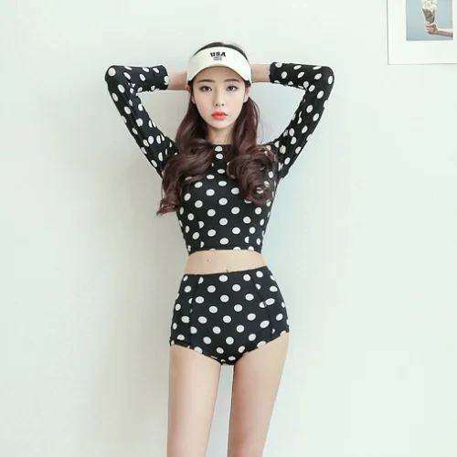 

Woman Bikini Swimwear Women's 2019 Beach Swimming One Piece Swim Surfing Rushguard For Black White Long Sleeve Restoring Ancient