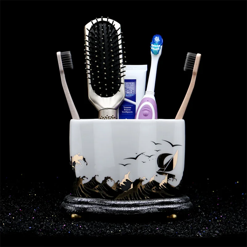 Европейская роскошная белая фарфоровая зубная щетка стойка Каппа приемная подставка наклейки с персонажами из мультфильмов банный комплект мойка в туалет комплект