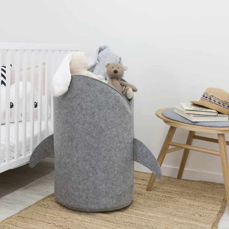 INS Nordic Cartoon Shark Shape Collapsible Newborn Baby Bedroom Decor Basket Bag For Toys Kids Easter Birthday Gifts