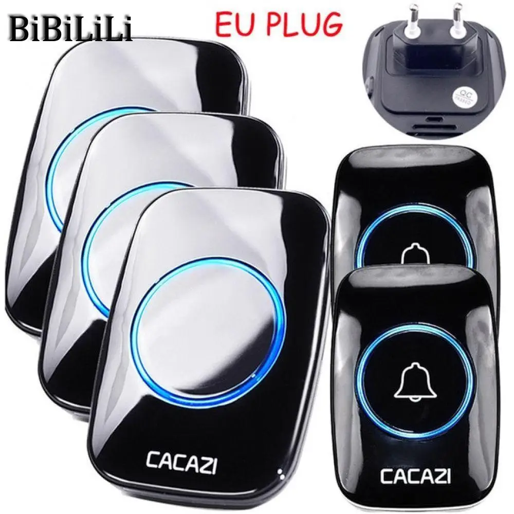 

Hot Wireless Doorbell Waterproof 300M Remote EU AU UK US Plug smart Door Bell Chime battery 1 2 button 1 2 3 receiver AC
