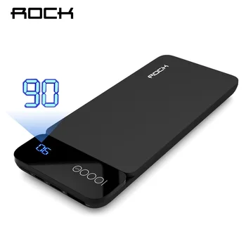 

ROCK Power Bank 10000mAh with Digital Display Portable External Battery Type C 5V 3A Powerbank for iphone X For Xiaomi