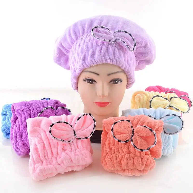 Nano Microfiber Princess Dry Hair Hat Bowknot Thickened fast dry lace shower cap Drop Shipping Nano Microfiber Princess Dry Hair Hat Bowknot Thickened fast dry lace shower cap Drop Shipping