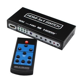 

HDMI switcher with audio separation 3X1 three in one out three cut one audio splitter HD 4K audio HY-4301-D-V0