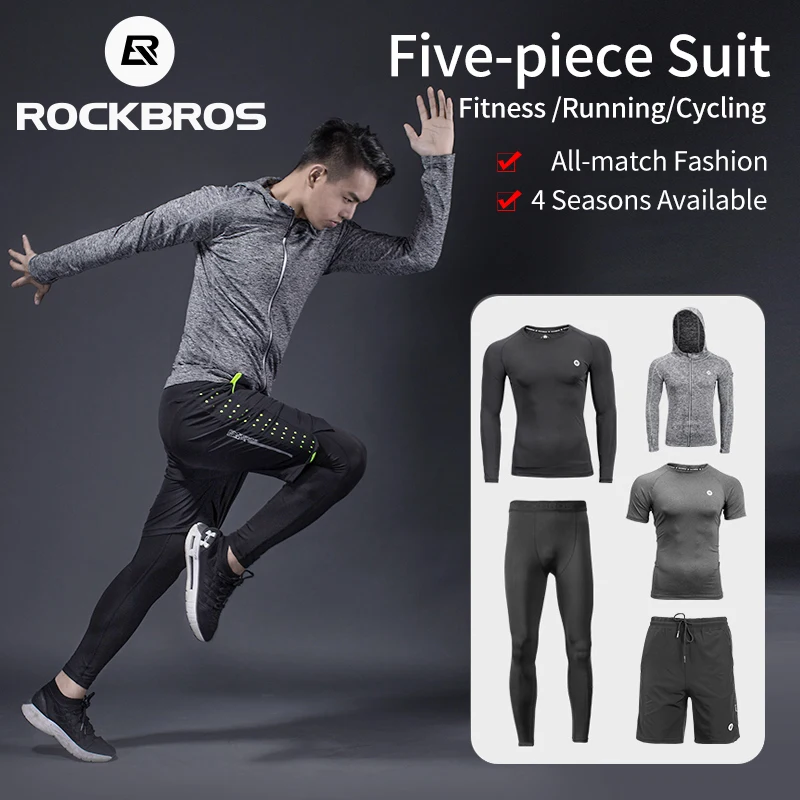 

ROCKBROS Running Sets Breathable Men's Sportswear Quick Dry Sports Suit Sweat-absorbent Jogging Training Fitness Gym Clothing