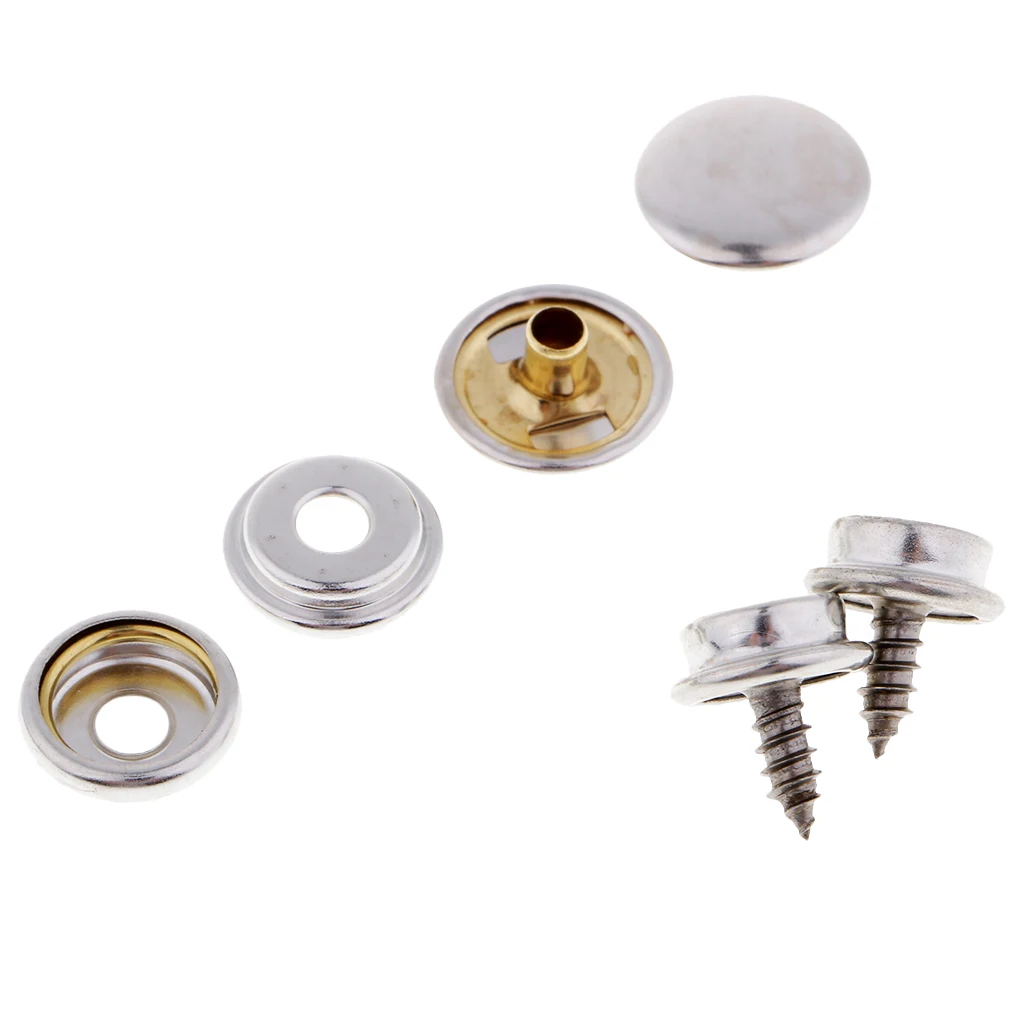 20 Sets Stainless Steel Snap Fastener Screw for Furniture Marine Canvas Tent Boat